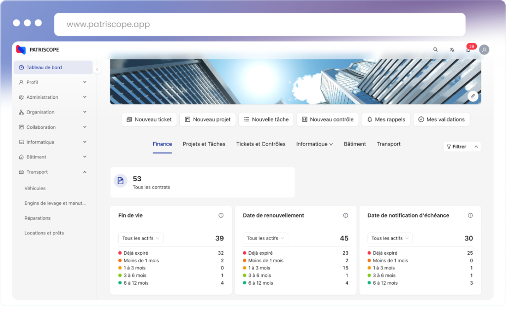 Dashboard ordinateur